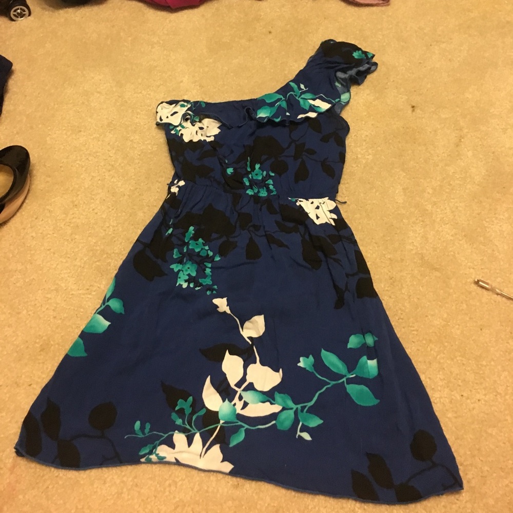 One shoulder blue dress- S
